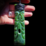 XL NZ Greenstone / Pounamu Manaia Toki Pendant Necklace (N719)