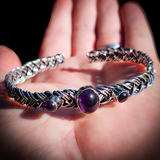 Solid 925 Sterling Silver & Natural Amethyst Handmade Cuff Bracelet