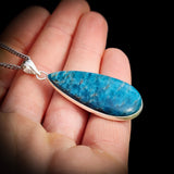 Silver Plated Natural Apatite Handmade Pear Shaped Necklace (30X37)