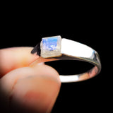 (R) Solid 925 Sterling Silver & Natural Moonstone Channel Setting Ring