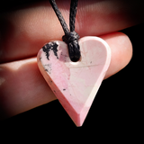 NZ Rhodonite / Pink Pounamu Heart Pendant Necklace (N702)