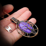 Handmade Copper & Natural Charoite Wire Wrap Necklace