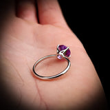 Solid 925 Sterling Silver & Natural Amethyst 8mm Faceted Clawed Signet Ring