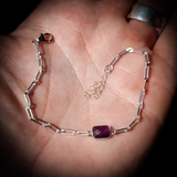 Solid 925 Sterling Silver Natural Amethyst Handmade Chain Bracelet