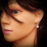 8mm Clear CZ & Solid 925 Sterling Silver Round Hook Earrings