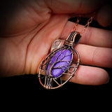 Handmade Copper & Natural Charoite Wire Wrap Necklace