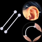 Clear Industrial Barbell Transparent Piercing Retainer - 14G
