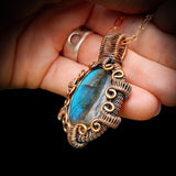 Handmade Copper & Natural Labradorite Wire Wrap Necklace