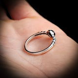 CLEARANCE (O) Solid 925 Sterling Silver & Natural Black Onyx 6mm Round Celtic Band Ring
