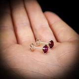 6mm Purple CZ & Solid 925 Sterling Silver Faceted Square Stud Earrings