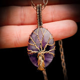Handmade Copper & Natural Amethyst Wire Wrap Tree Necklace