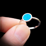 (R) Solid 925 Sterling Silver & 8mm Created Opal Round Solitaire Ring