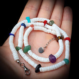 White Coconut & Mixed Gemstone Surfer Choker Necklace