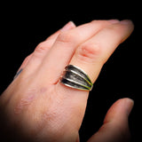 Solid 925 Sterling Silver Black Oxidized Wide Cuff Ring