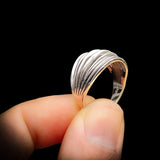 (Q) Solid 925 Sterling Silver 15mm Oxidized Spiral Cage Ring