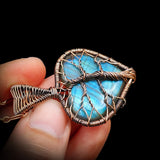 Handmade Copper & Natural Labradorite Wire Wrap Tree Heart Necklace