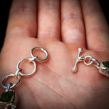 Solid 925 Sterling Silver & Natural Raw Peridot Handmade Chain Bracelet