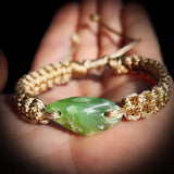 NZ Greenstone Pounamu One Off Macrame Bracelet (1A3-817)