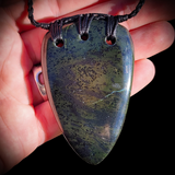 NZ Greenstone Pounamu Niho / Tooth Pendant Necklace (N725)