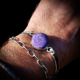 Solid 925 Sterling Silver & Natural Charoite Handmade Cuff Bracelet