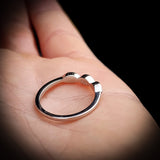 (O) Solid 925 Sterling Silver & Created Opal 3mm 3 Setting Band Ring