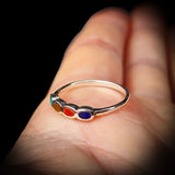 CLEARANCE (M) Solid 925 Sterling Silver & Mixed Gemstone 3.2mm Band Ring