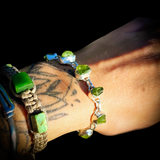 Solid 925 Sterling Silver & Natural Raw Peridot Handmade Chain Bracelet