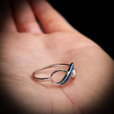 (Q) Solid 925 Sterling Silver & Created Opal Infinity Ring