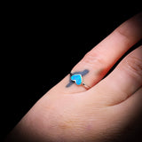 (O) Solid 925 Sterling Silver & Created Opal Heart Ring