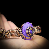 Handmade Copper & Natural Charoite Wrap Cuff Bracelet