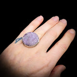 (O) Solid 925 Sterling Silver & Natural Lepidolite Handmade Ring