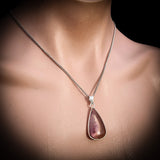 Silver Plated Natural Amethyst Handmade Pear Shaped Necklace (30X46)