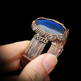 Handmade Copper & Natural Labradorite Wrap Cuff Bracelet