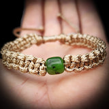 Nephrite Jade One Off Macrame Bracelet (1A3-804)