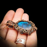 Handmade Copper & Natural Labradorite Wire Wrap Necklace