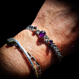 Solid 925 Sterling Silver & Natural Amethyst Handmade Cuff Bracelet