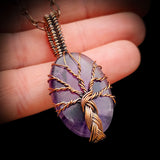 Handmade Copper & Natural Amethyst Wire Wrap Tree Necklace
