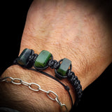 NZ Greenstone Pounamu One Off Macrame Bracelet (1A3-802)