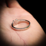 (Adjustable) Solid 925 Sterling Silver & Created Opal T Bar Band Ring