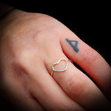 Solid 925 Sterling Silver Wide Heart Ring