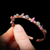 Electroformed Copper & Natural Raw Aquamarine with Raw Pink Tourmaline Bracelet