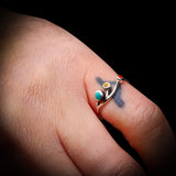 CLEARANCE (Q) Solid 925 Sterling Silver & 3x Mixed Gemstone Branch Ring