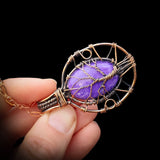 Handmade Copper & Natural Charoite Wire Wrap Necklace