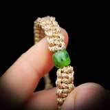Nephrite Jade One Off Macrame Bracelet (1A3-804)