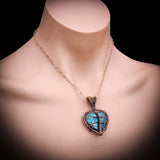 Handmade Copper & Natural Labradorite Wire Wrap Tree Heart Necklace
