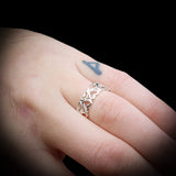 (O) Solid 925 Sterling Silver Double Heart Band Ring