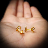 Solid 925 Sterling Silver Gold Lavender CZ Heart Stud Earrings
