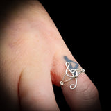 (M) Solid 925 Sterling Silver Treble Clef Music Note Ring