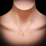 Solid 925 Sterling Silver Gold CZ Diamond Double Ring Necklace