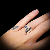 (R) Solid Sterling Silver & Natural Amethyst Rustic Handmade Cuff Ring